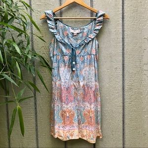 Anthro Lilka mosaic babydoll mini dress pastel